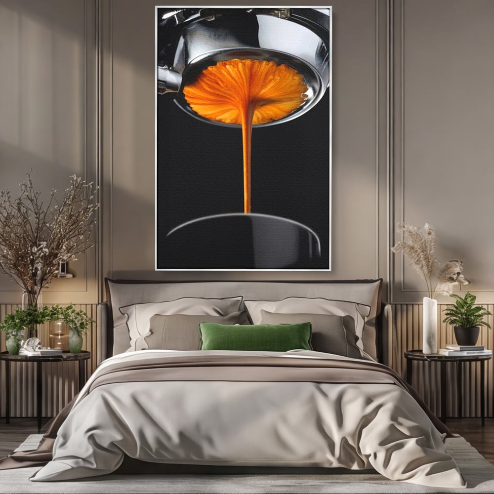 Tablou Canvas cu Jet de Espresso, Portocaliu Intens si Negru, N1030